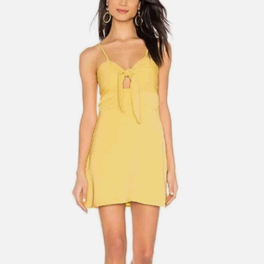 Superdown Rikkie Tie Front Mini Dress In Yellow